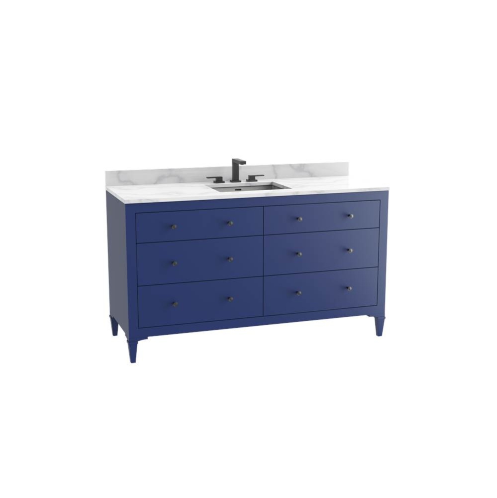 Legacy 60C'' Free standing Vanity Cabinet in Sapphire/HW: Polished Chrome(PC)