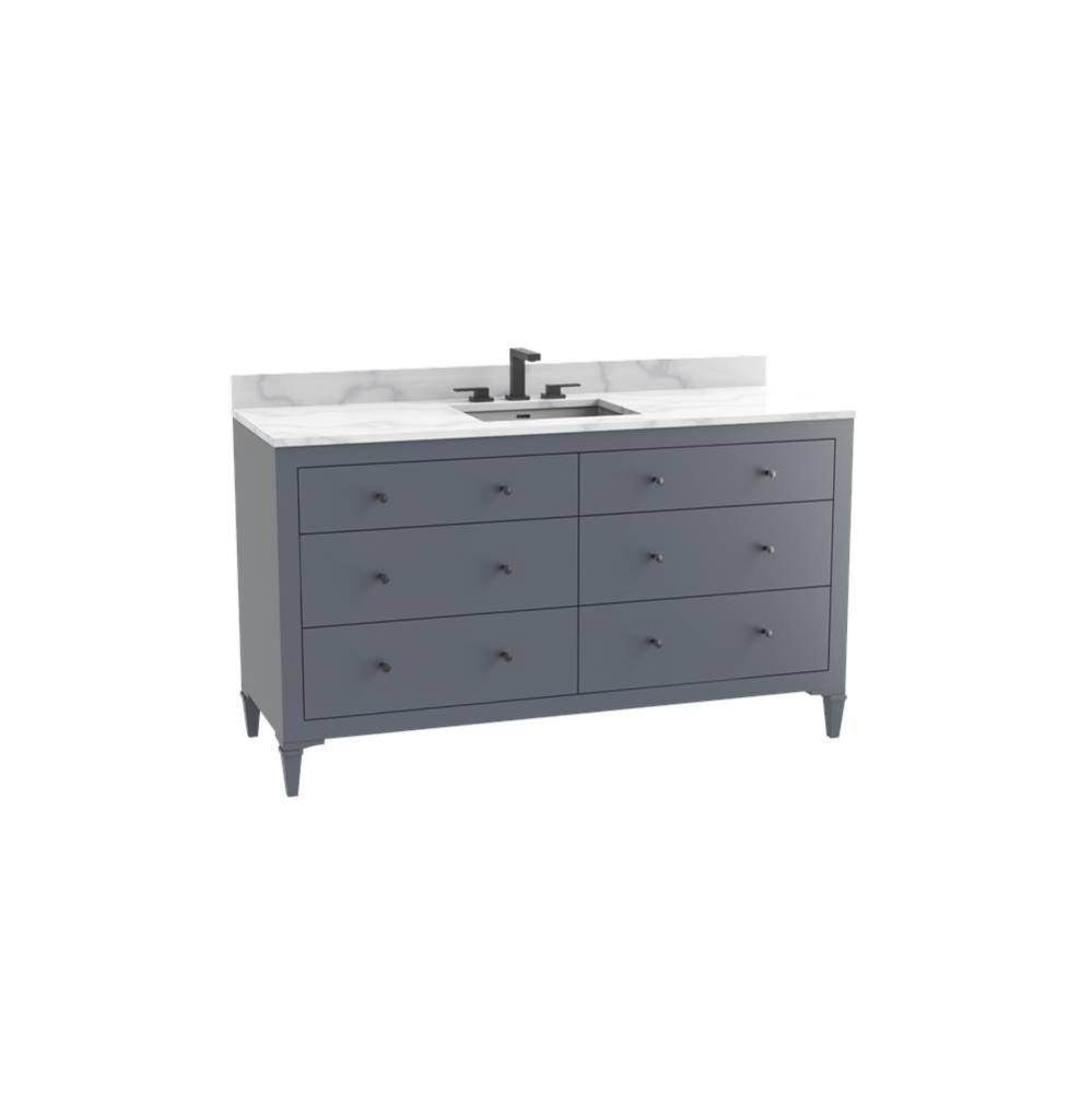 Legacy 60C'' Free standing Vanity Cabinet in Studio Grey/HW: No Handles