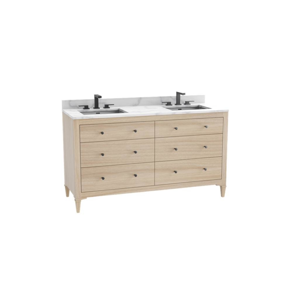 Legacy 72D'' Free standing Vanity Cabinet in Natural Oak/HW: Polished Chrome(PC)