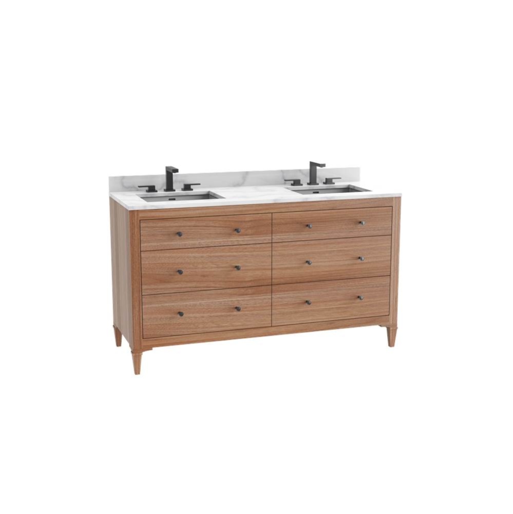Legacy 72D'' Free standing Vanity Cabinet in Natural Walnut/HW: Polished Chrome(PC)