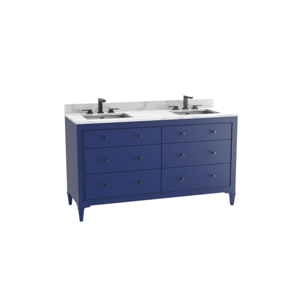 Classique 72D'' Free standing Vanity Cabinet in Sapphire/HW: No Handles