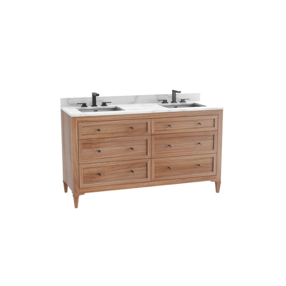 Heirloom 72D'' Free standing Vanity Cabinet in Natural Walnut/HW: No Handles
