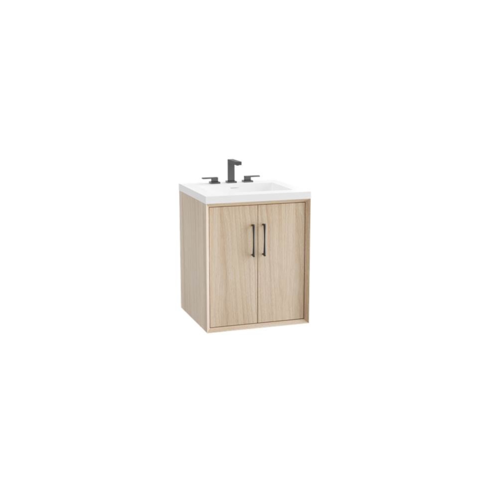 Echo 30'' Wall Hung Vanity Cabinet in Natural Oak/HW: Polished Chrome(PC)