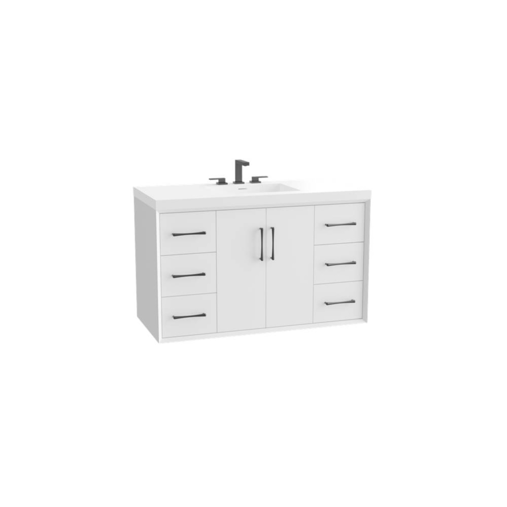 Echo 48C'' Wall Hung Vanity Cabinet in White/HW: Polished Chrome(PC)