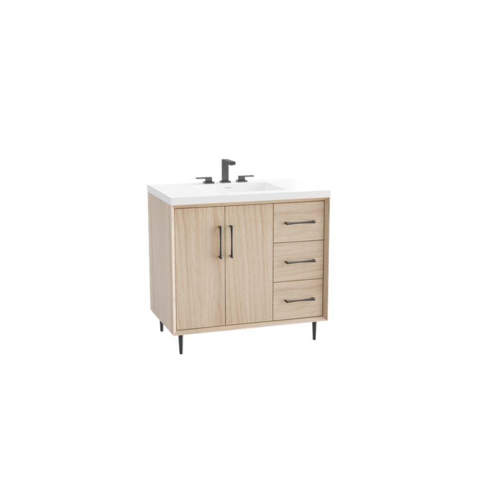 Homage 36'' Free Standing Vanity Cabinet in Natural Oak/HW: Polished Chrome(PC)