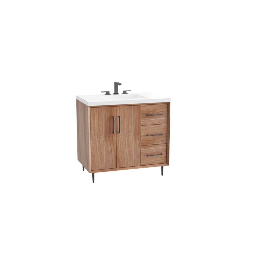 Homage 36'' Free Standing Vanity Cabinet in Natural Walnut/HW: Polished Chrome(PC)