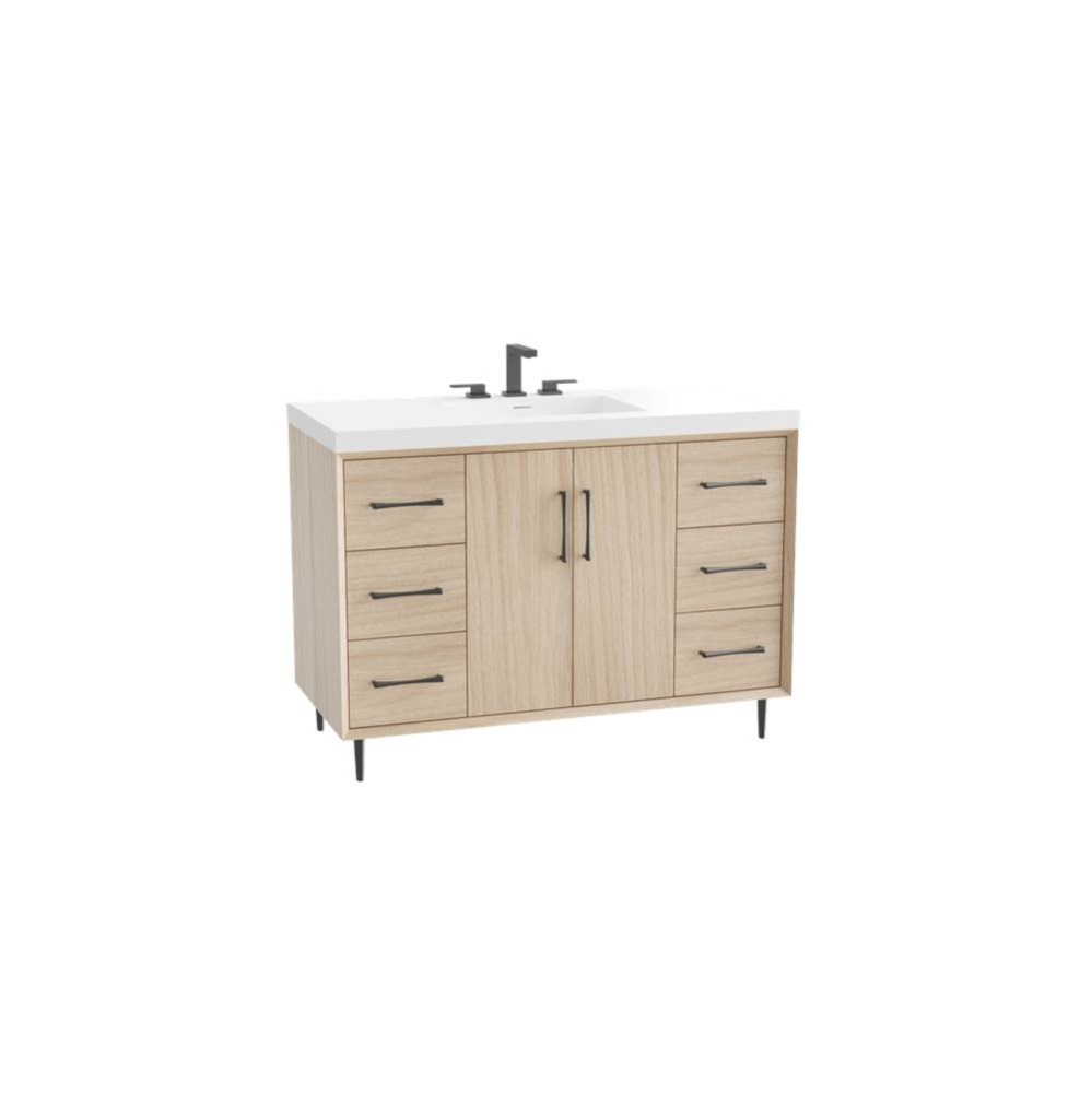Homage 48C'' Free Standing Vanity Cabinet in Natural Oak/HW: Polished Chrome(PC)