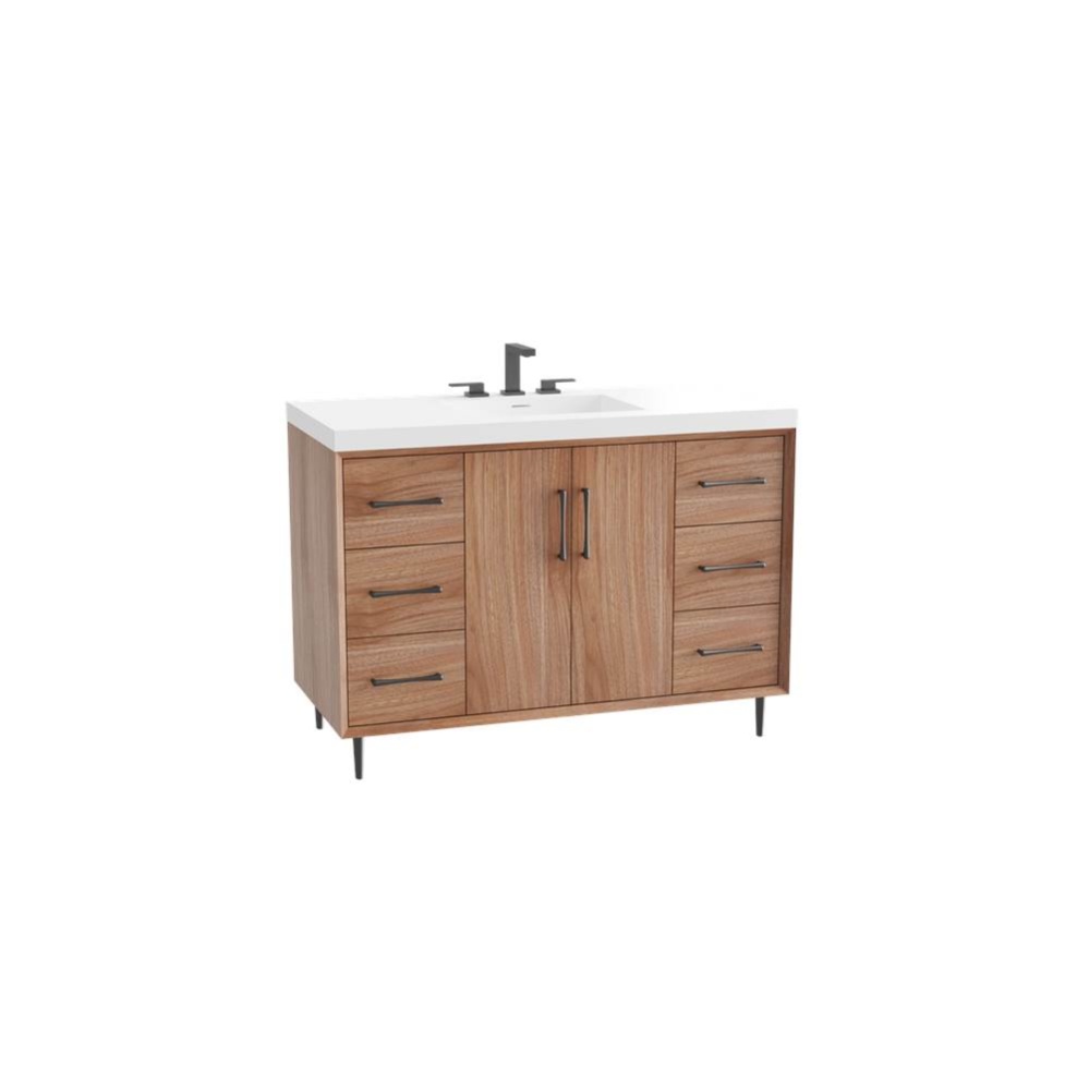 Homage 48C'' Free Standing Vanity Cabinet in Natural Walnut/HW: Polished Chrome(PC)