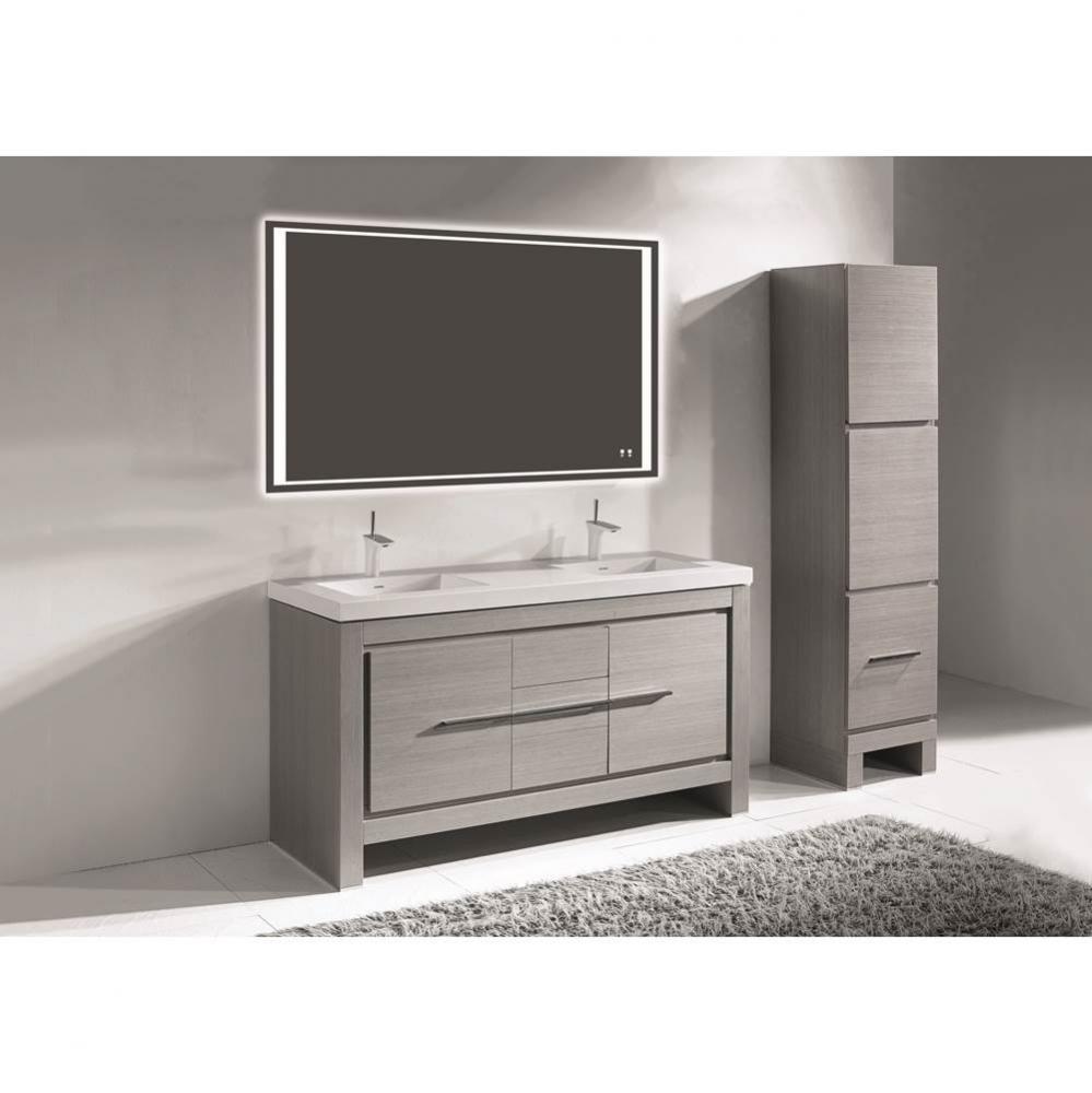 Madeli Vicenza 60CD'' Free Standing Ash Grey/HW: Polished Chrome(PC)