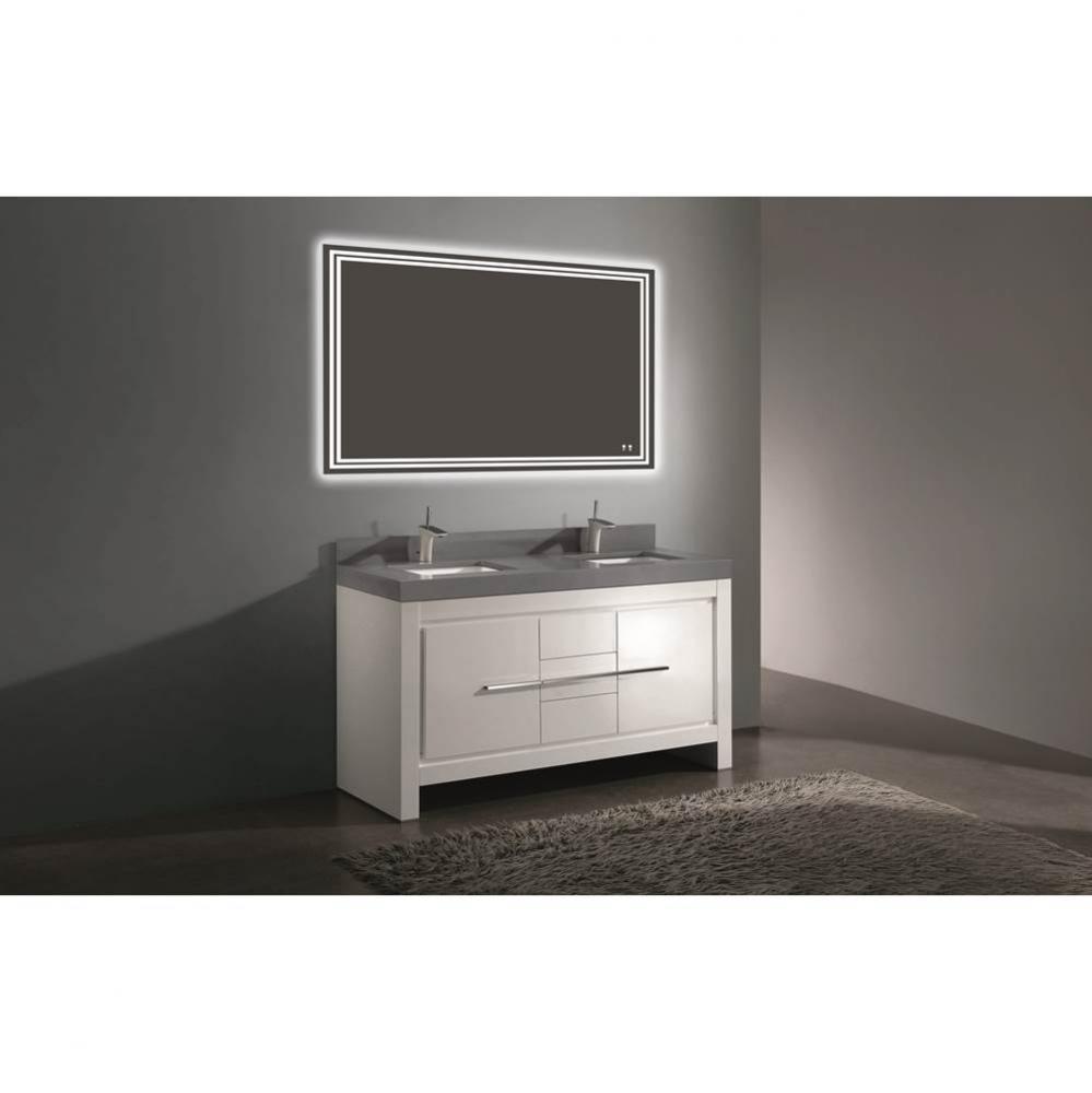 Madeli Vicenza 60CD'' Free Standing White/HW: Satin Brass(SB)