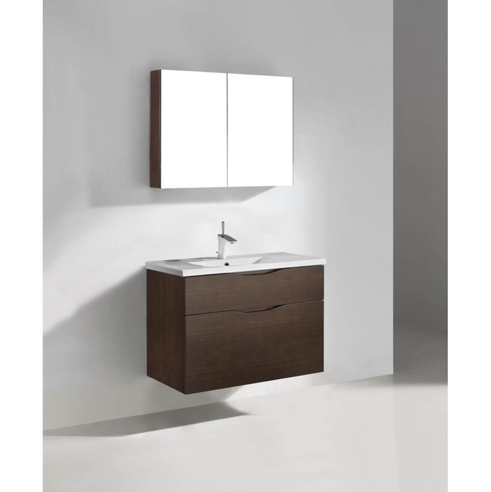 Bolano 36'' Wall hung Vanity Cabinet Walnut Finish