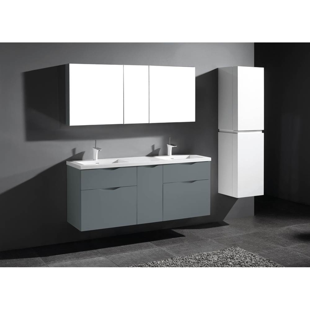 Bolano 60D'' Wall hung Vanity Cabinet Studio Grey Finish