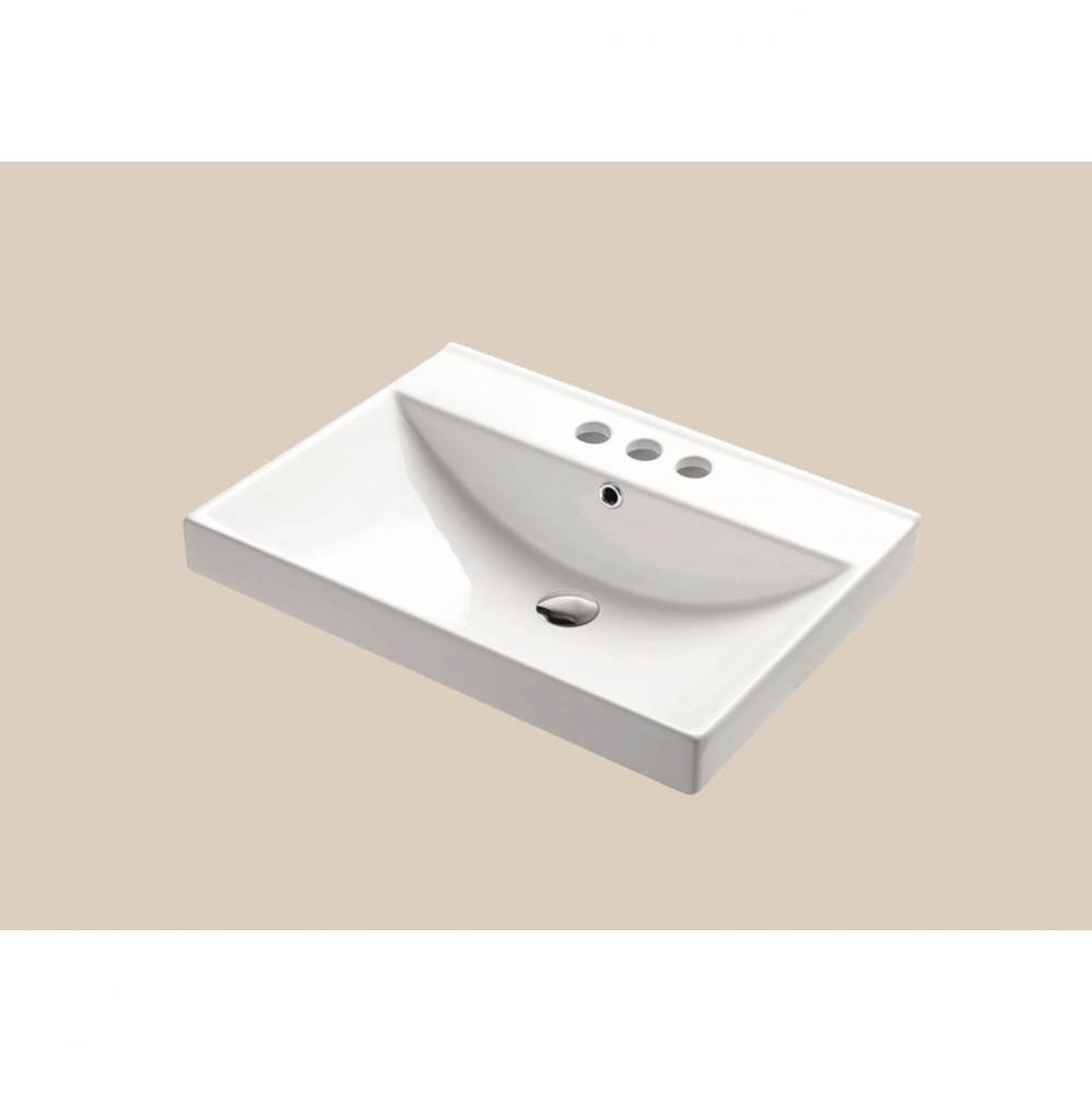 Madeli  Ceramic Basin CB-7124 Semi-Recess in White with 8'' Widespread Faucet Holes