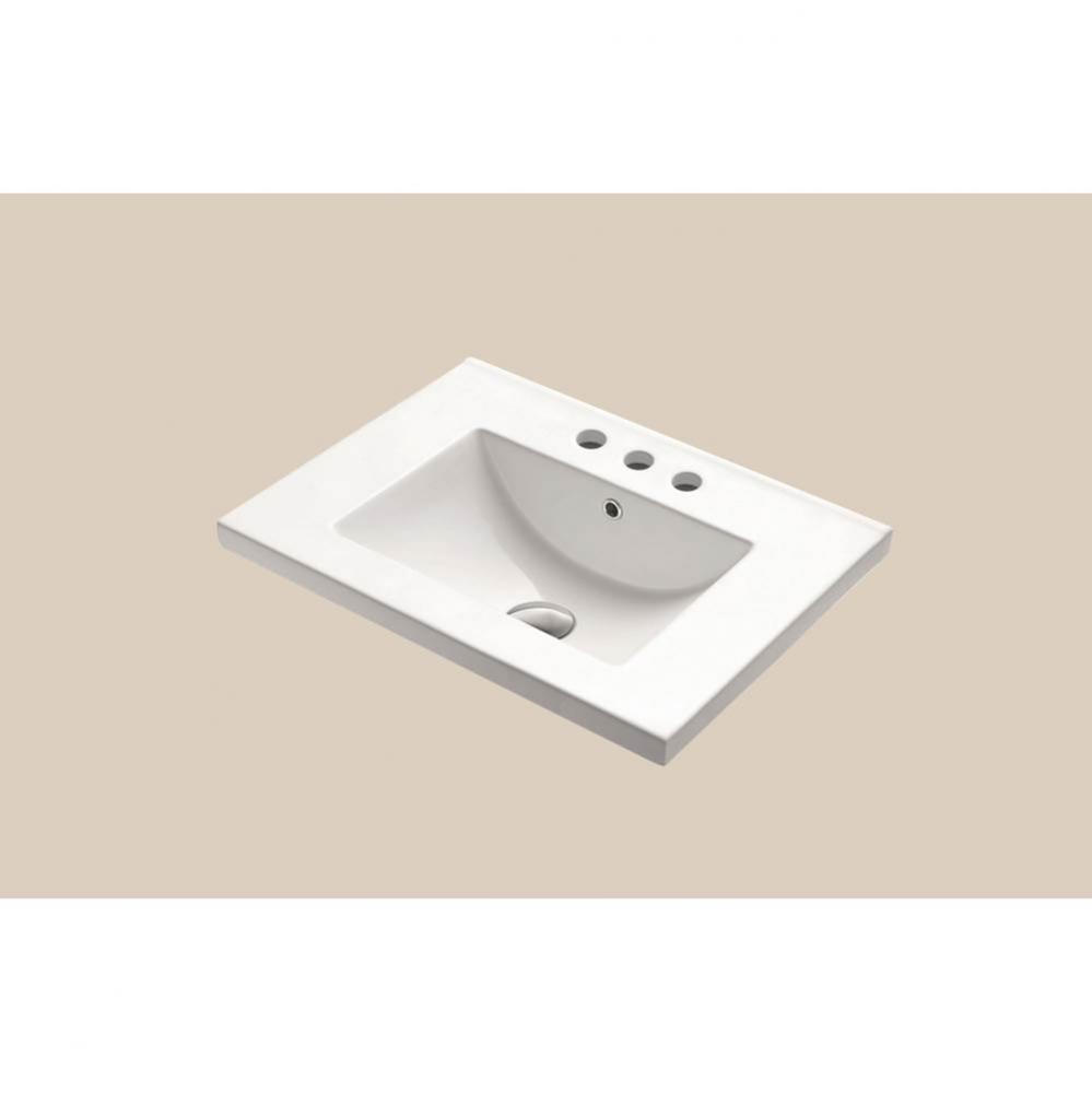 Madeli  Ceramic Basin CB-8124 Semi-Recess in White with 8'' Widespread Faucet Holes