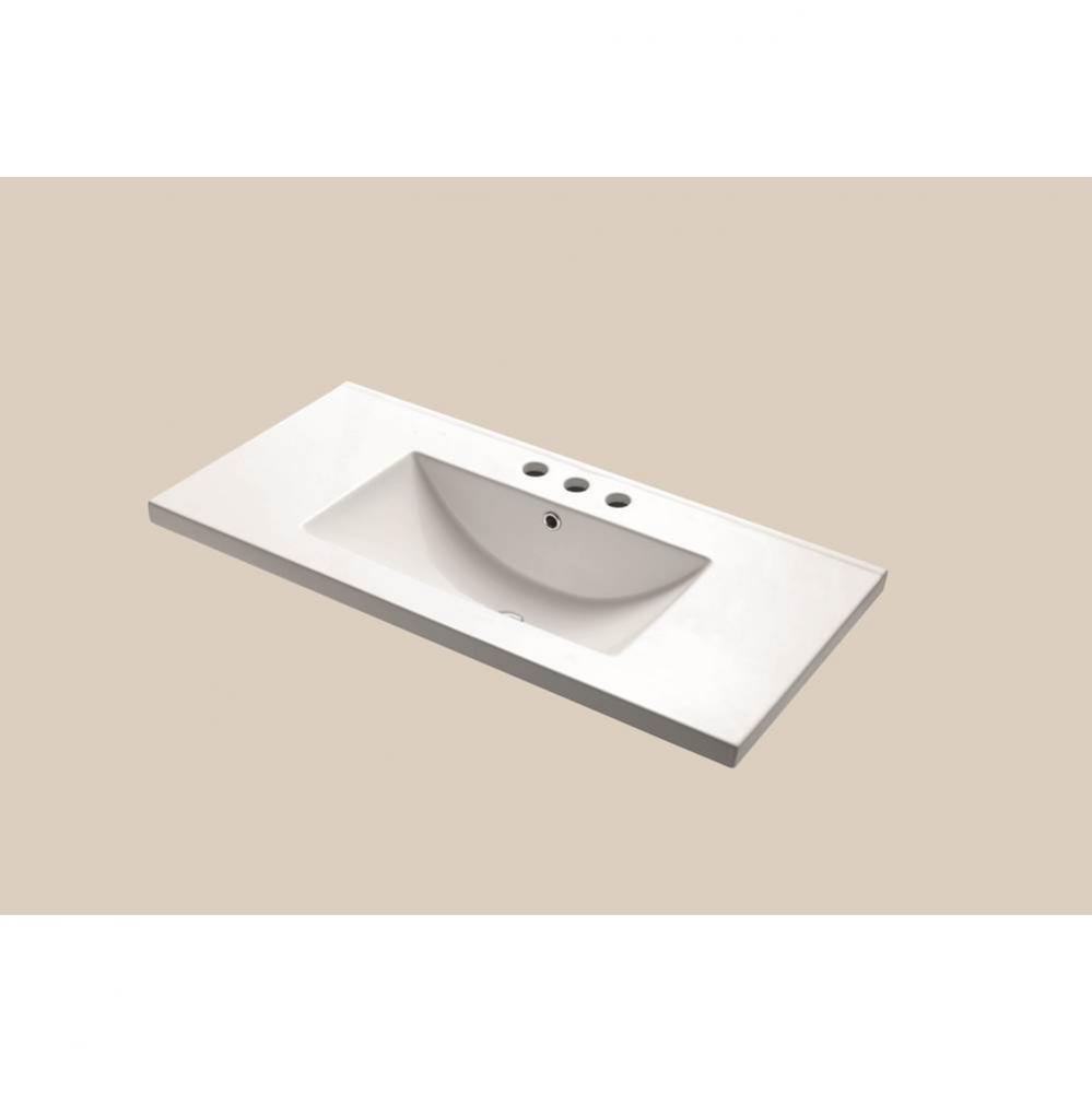 Madeli  Ceramic Basin CB-8136 Semi-Recess in White with 8'' Widespread Faucet Holes