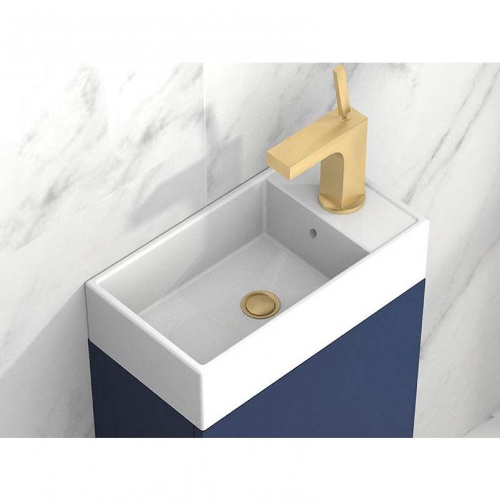 Ceramic Basin. Above Counter, Rectangular. White. For Petite, Single Faucet Hole. W/Overflow, 18-7