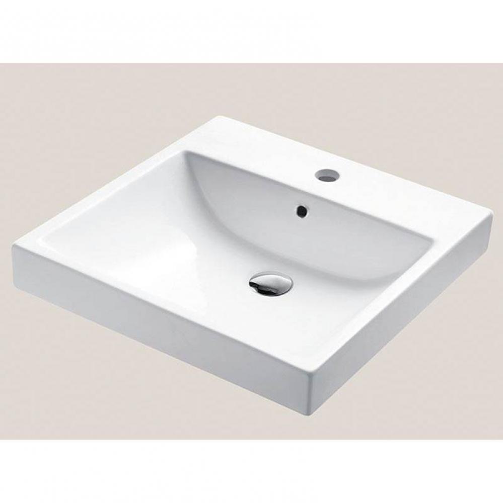 Madeli  Ceramic Basin CB-7120-110-WH Semi-recess Square Single Faucet Hole