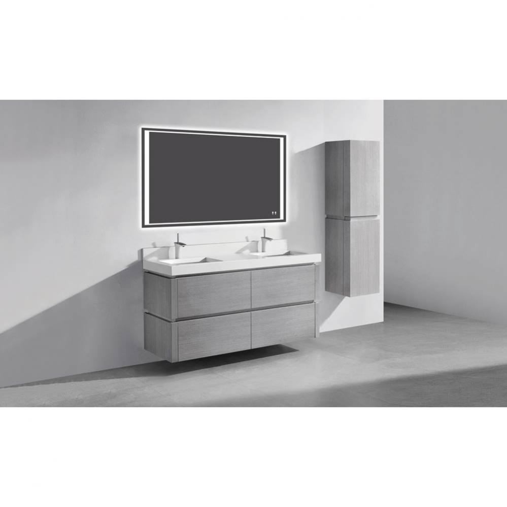 Cube 60D'' Wall hung  Vanity Cabinet in Ash Grey