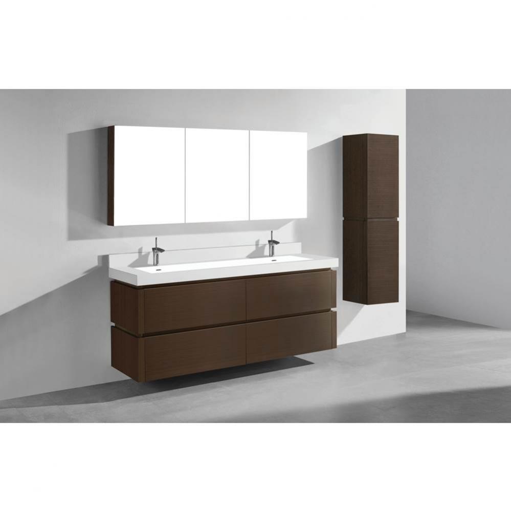 Cube 72D'' Wall hung  Vanity Cabinet in Walnut