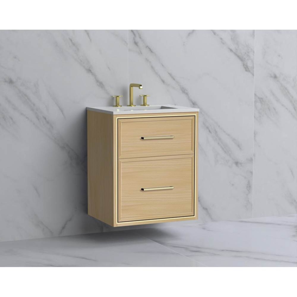 Edge 24'' Wall hung Vanity Cabinet in Natural Oak/HW: Handles Satin Brass(SB)