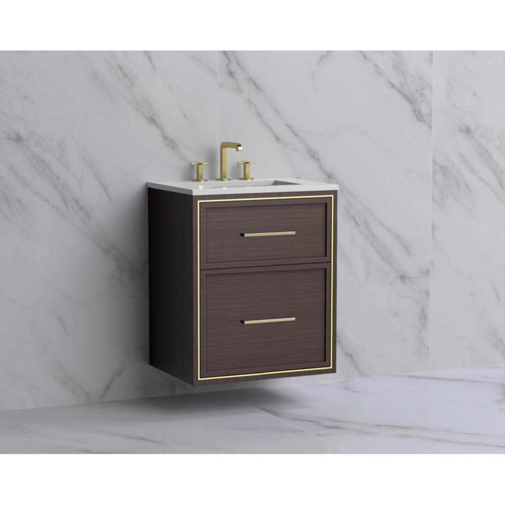 Edge 24'' Wall hung Vanity Cabinet in Walnut/HW: Handles Polished Chrome(PC)