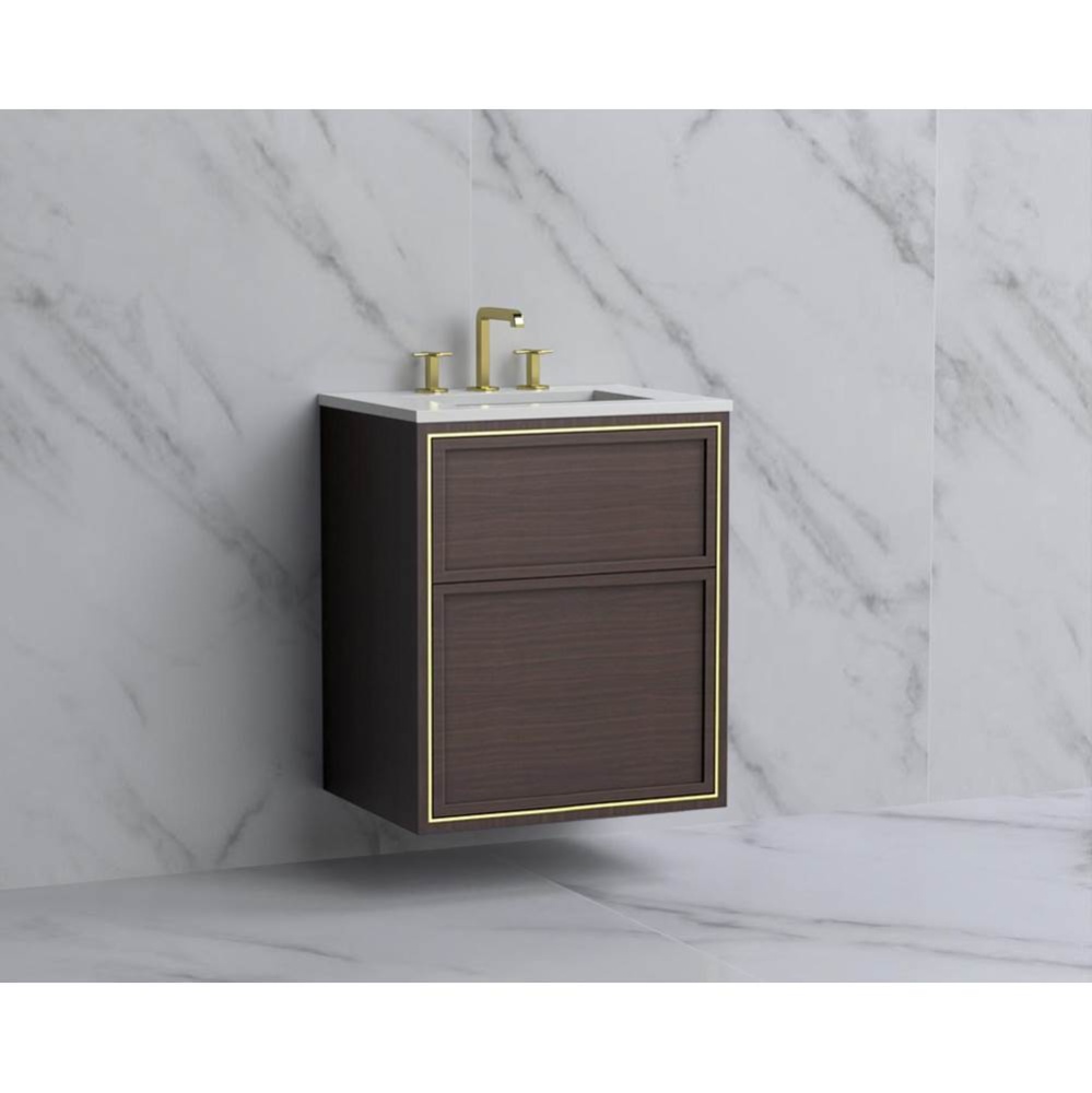 Edge 24'' Wall hung Vanity Cabinet in Walnut/HW: No Handles - Inlay  Polished Nickel(PN)