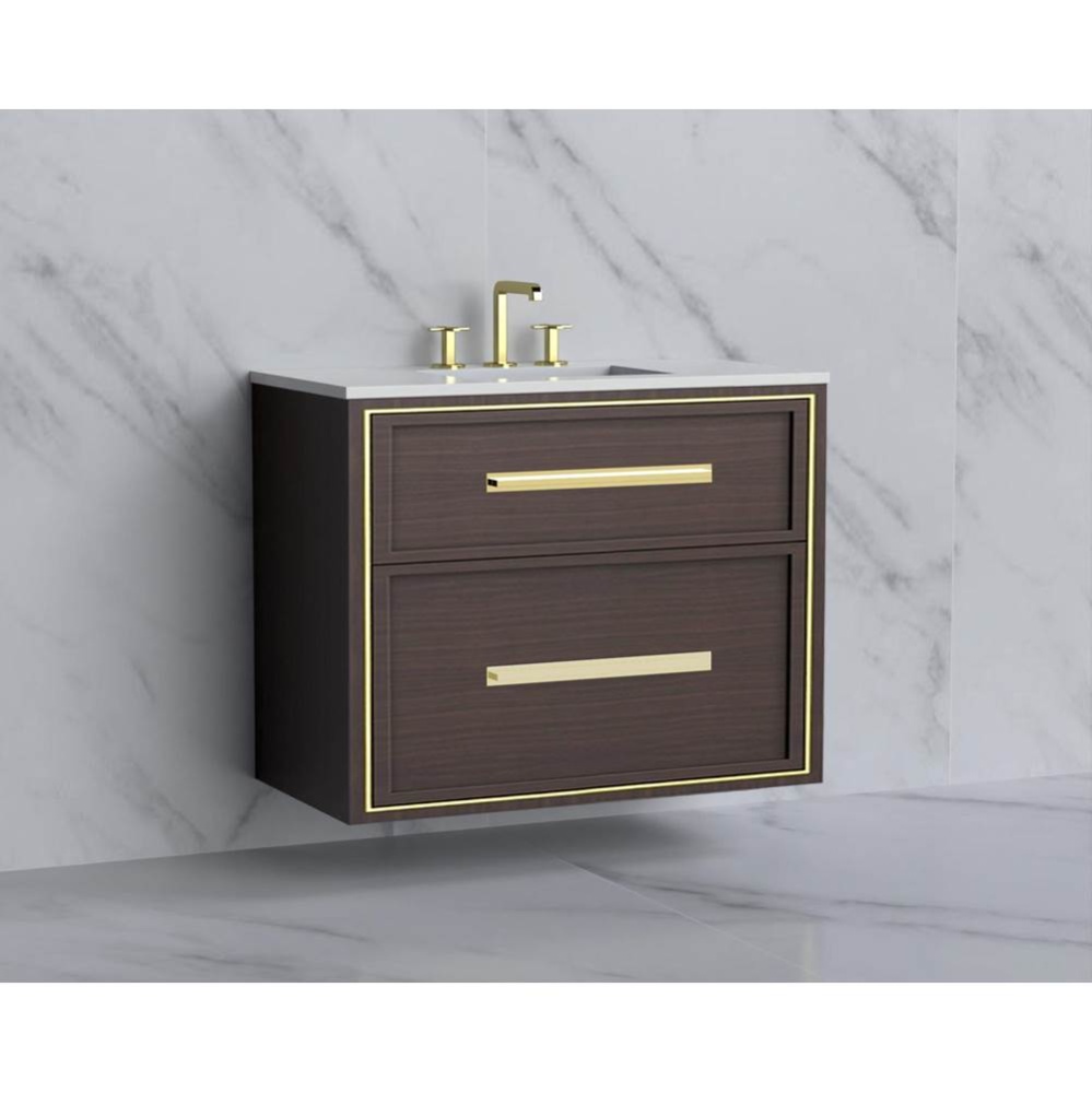 Edge 36'' Wall hung Vanity Cabinet in Walnut/HW: Handles Polished Chrome(PC)
