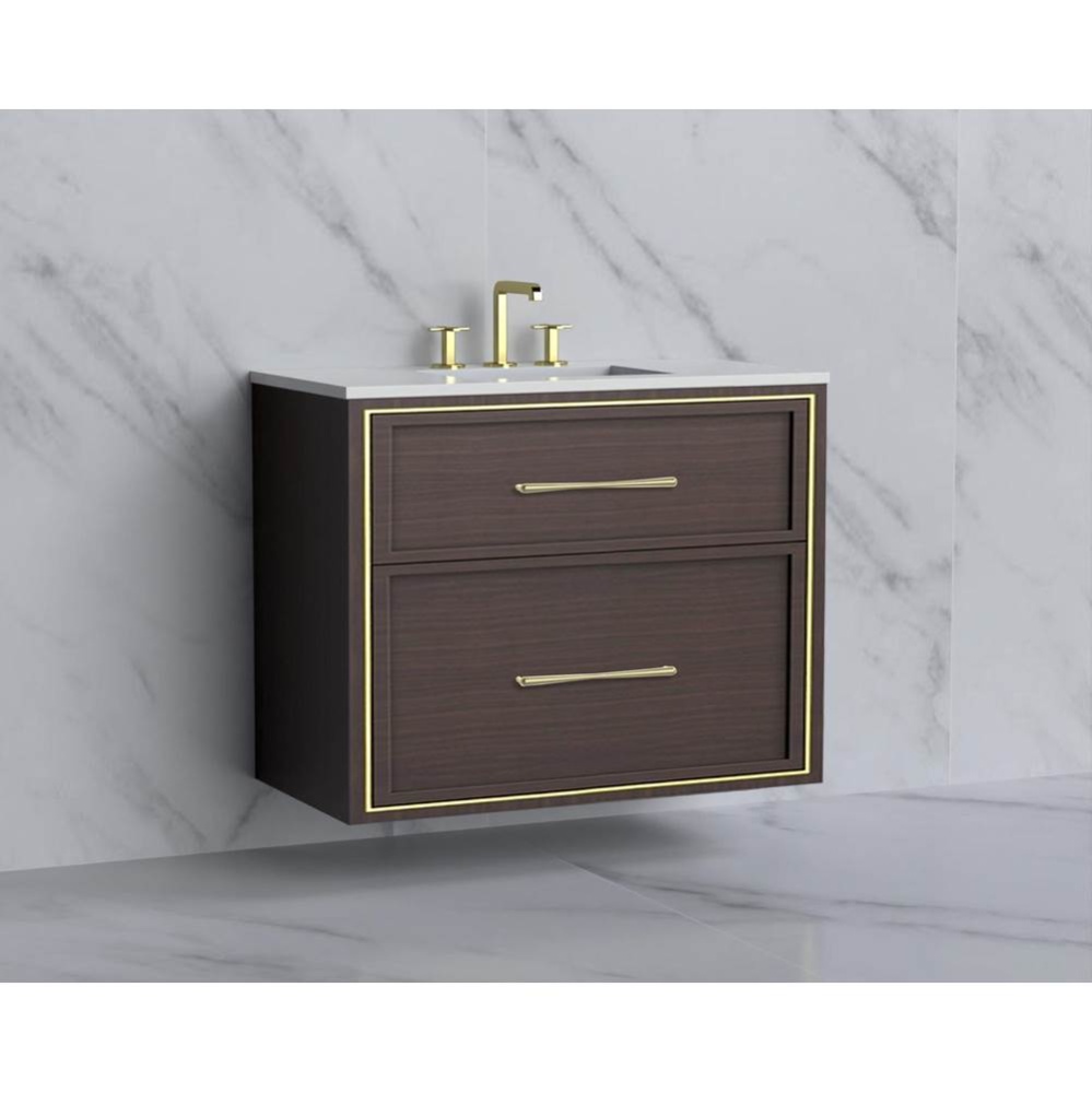 Edge 36'' Wall hung Vanity Cabinet in Walnut/HW: Handles Polished Chrome(PC)