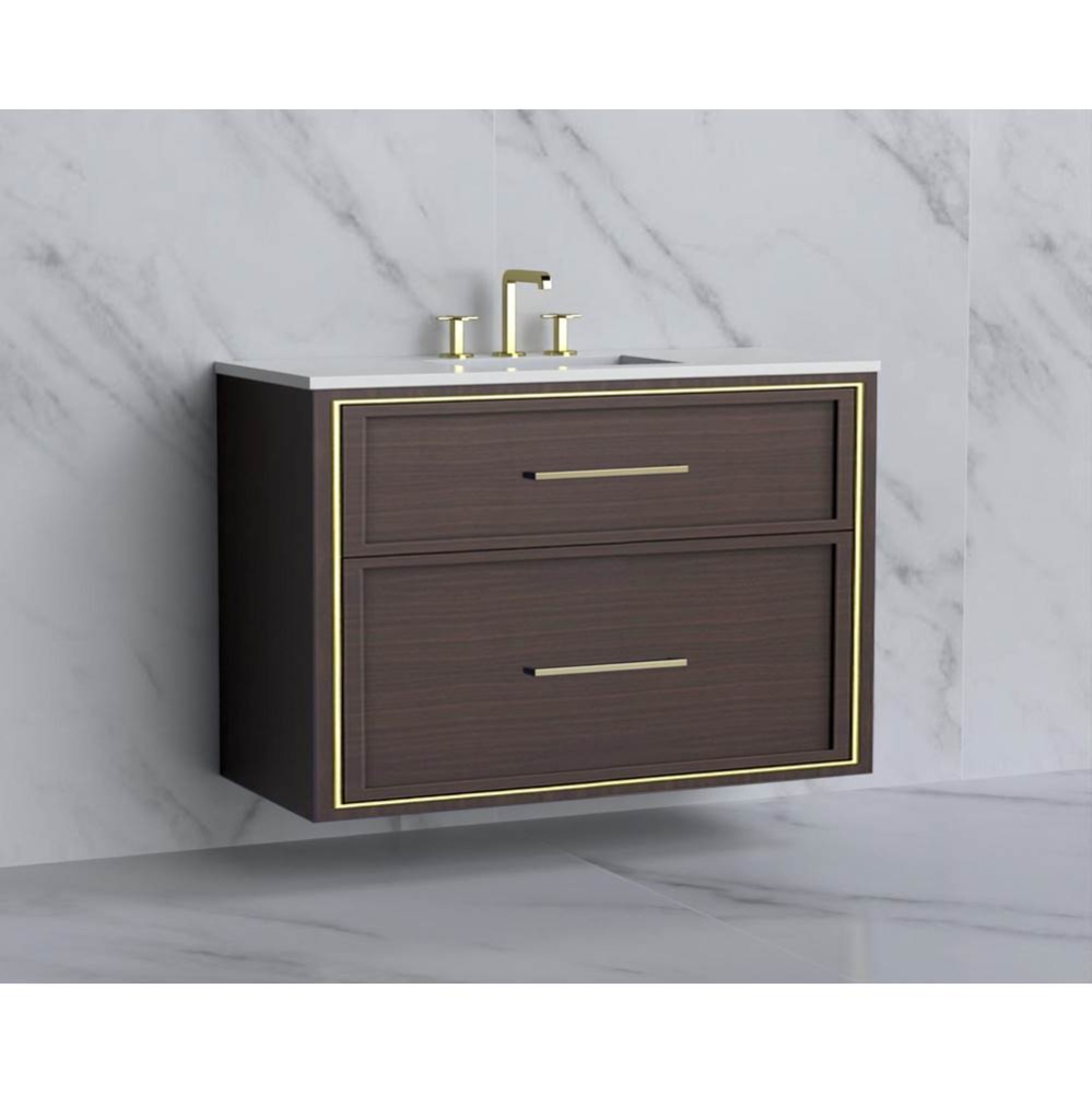 Edge 42'' Wall hung Vanity Cabinet in Walnut/HW: Handles Polished Chrome(PC)