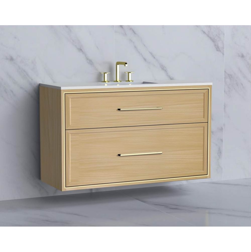 Edge 48C'' Wall hung Vanity Cabinet in Natural Oak/HW: Handles Matte Black(MB)