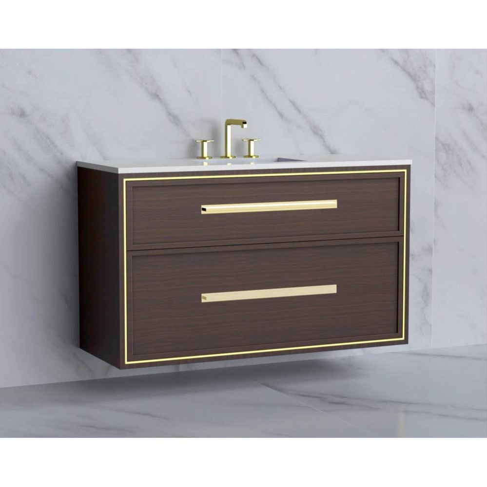 Edge 48C'' Wall hung Vanity Cabinet in Walnut/HW: Handles Satin Brass(SB)