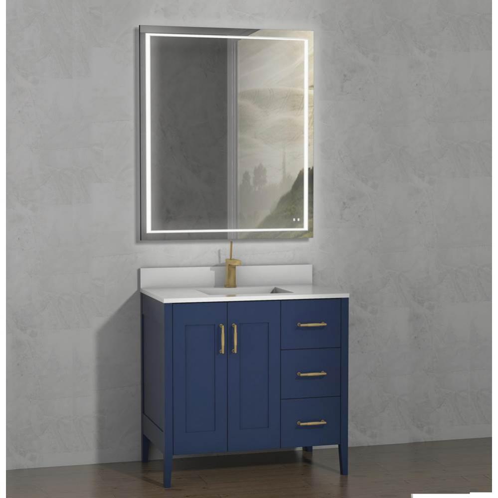 Encore 36''. Sapphire, Free Standing Cabinet, Polished Chrome Handles (X5), 35-5/8'