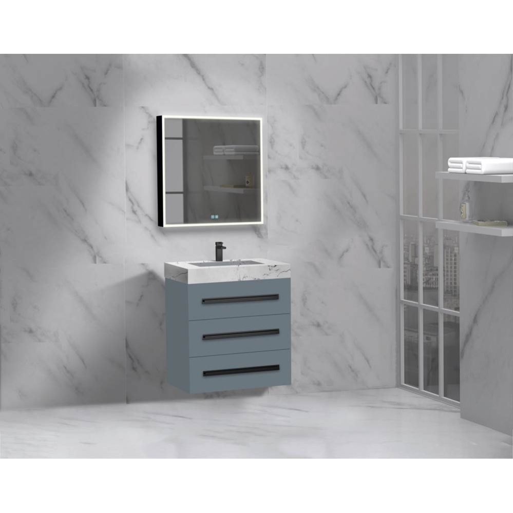 Epic 24'' Wall hung Vanity Cabinet Studio Grey Finish/HW: Polished Chrome(PC)