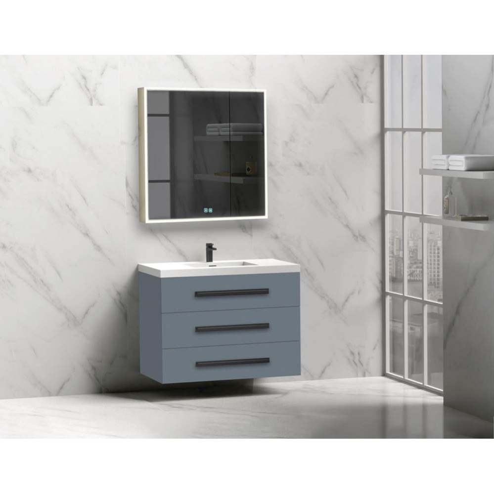 Epic 36'' Wall hung  Vanity Cabinet Studio Grey Finish/HW: No Handles