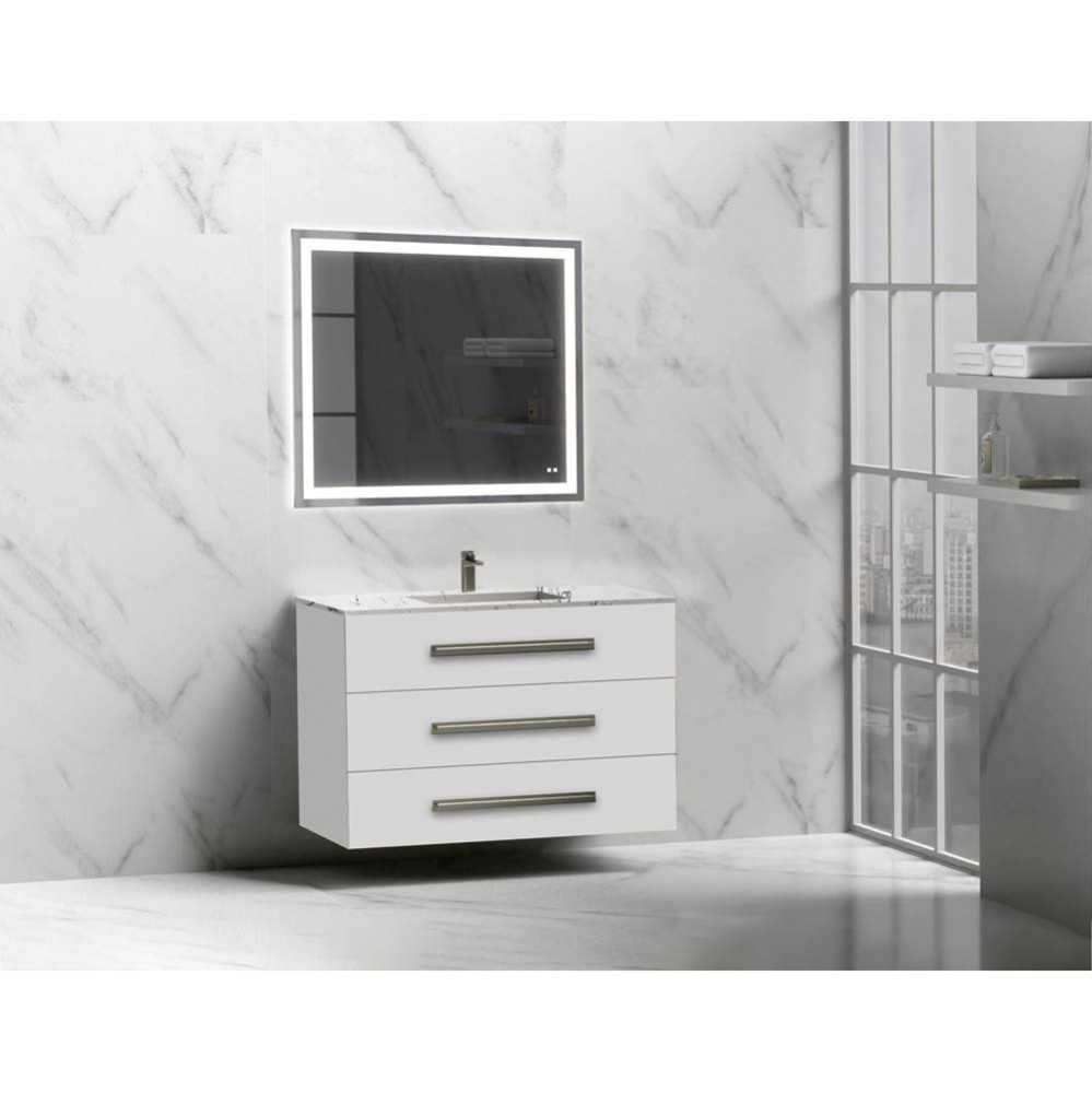 Epic 42'' Wall hung Vanity Cabinet White Finish/HW: Polished Chrome(PC)