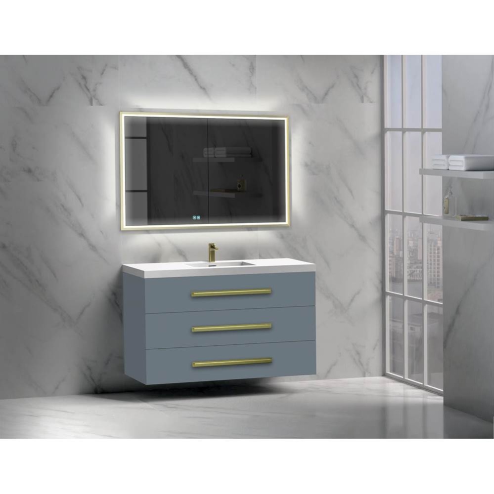 Epic 48C'' Wall hung Vanity Cabinet Studio Grey Finish/HW: Polished Chrome(PC)