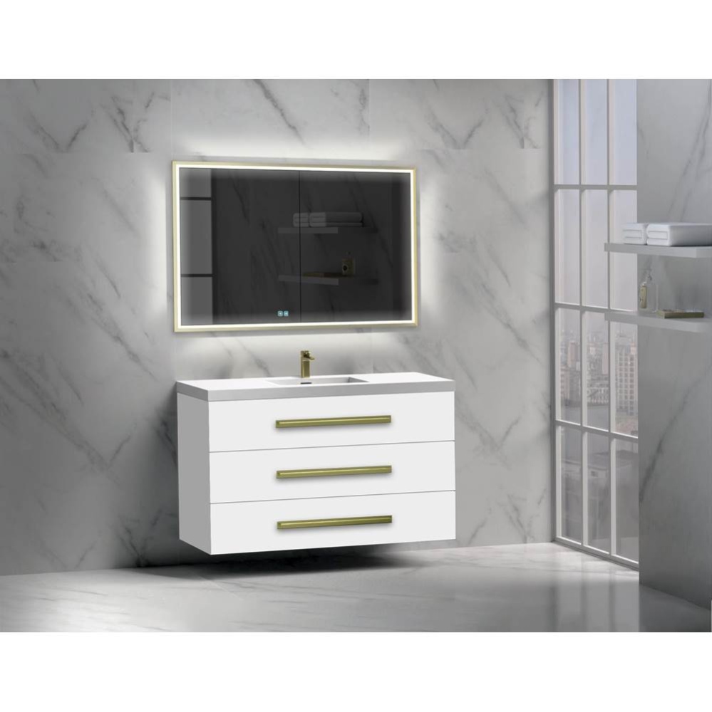 Epic 48C'' Wall hung  Vanity Cabinet White Finish/HW: No Handles