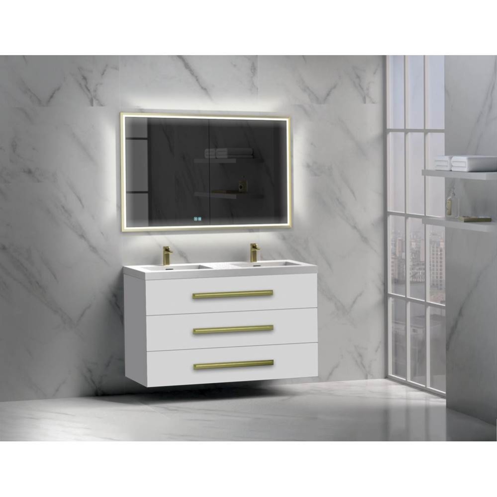 Epic 48D'' Wall hung Vanity Cabinet White Finish/HW: Polished Chrome(PC)