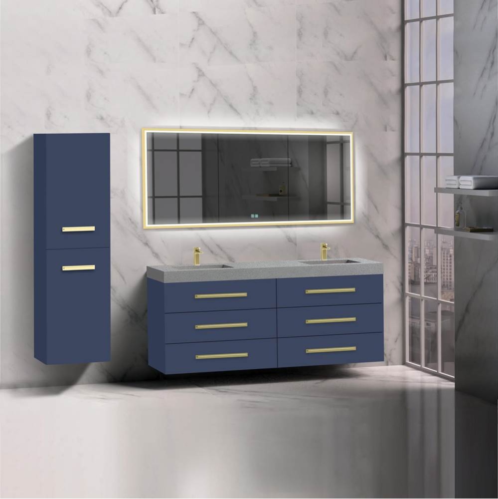 Epic 72D'' Wall hung Vanity Cabinet Coastal Grey Finish/HW: Polished Chrome(PC)