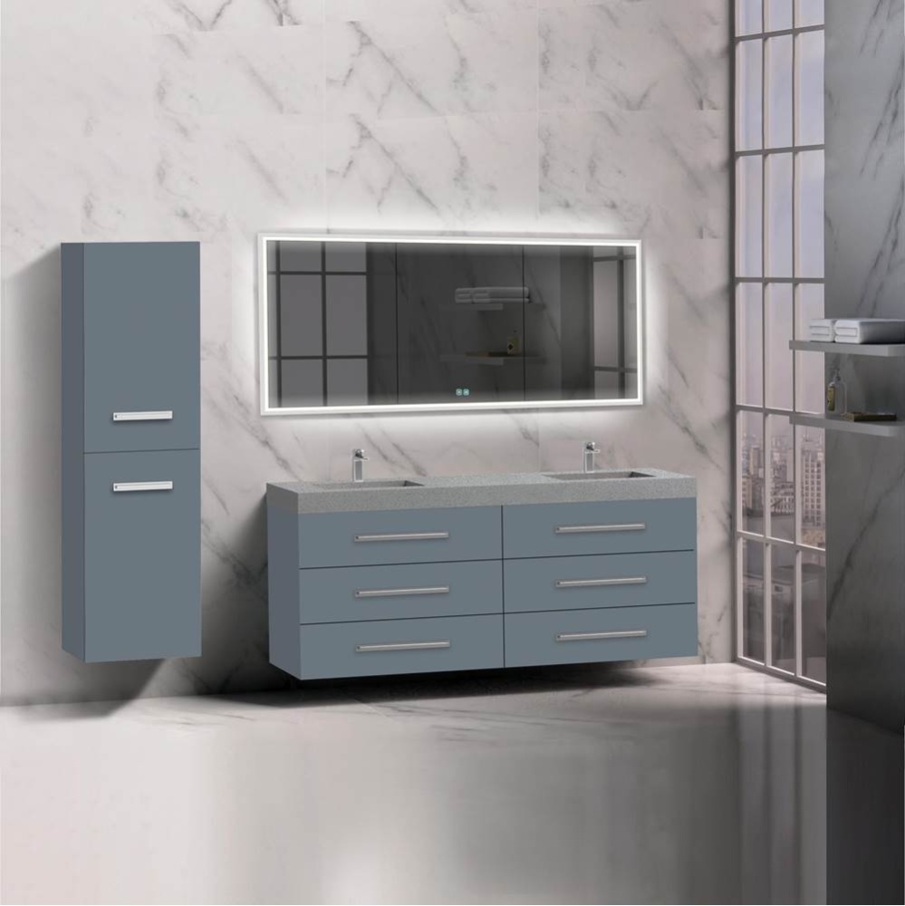 Epic 72D'' Wall hung Vanity Cabinet Studio Grey Finish/HW: Polished Chrome(PC)