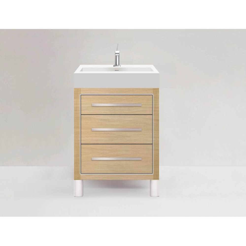 Estate 24'' Free Standing Vanity Cabinet in Natural Oak/HW: No handles - Feet in  Polish