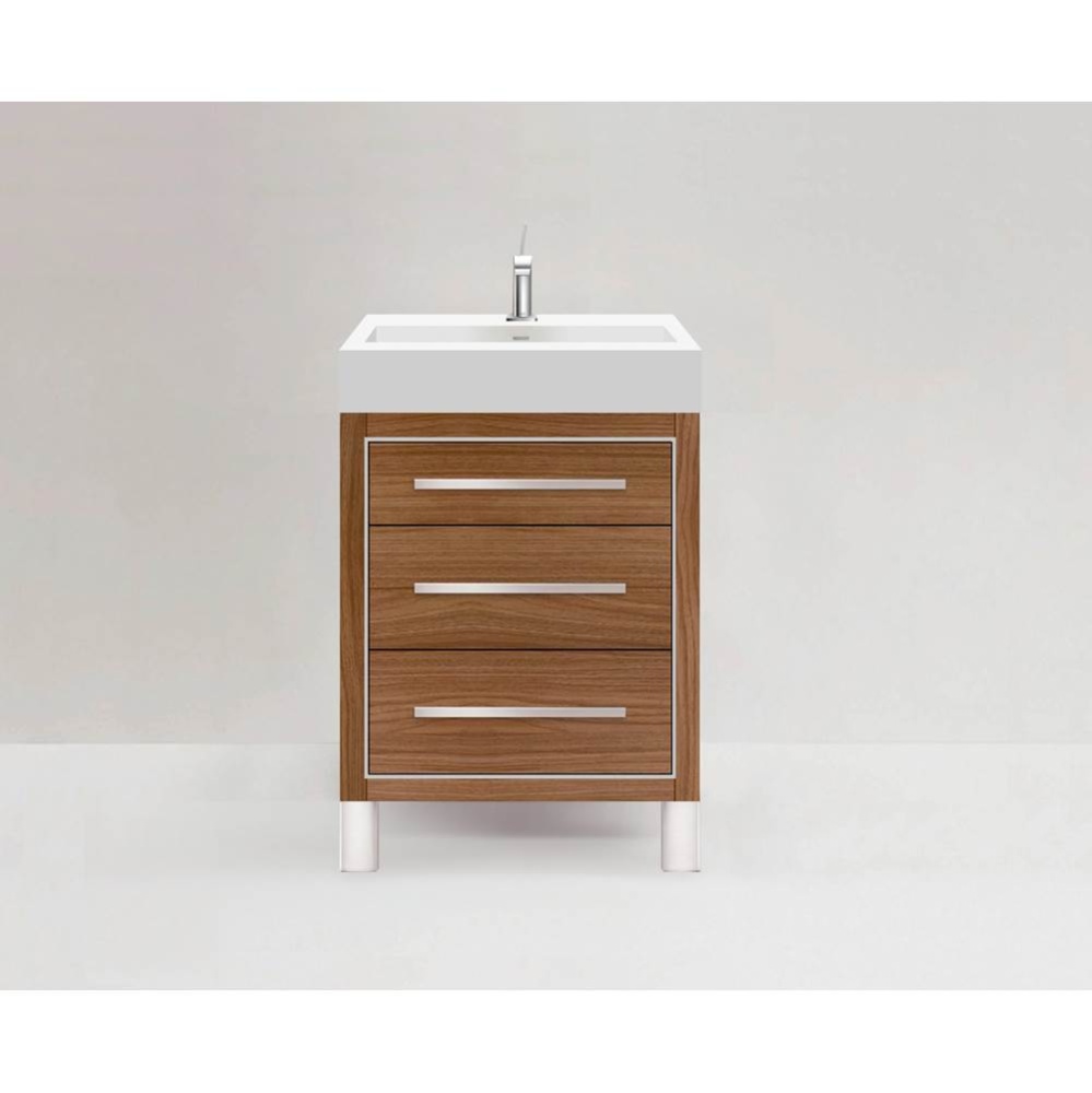 Estate 24'' Free Standing Vanity Cabinet in Natural Walnut/HW: No handles - Feet in  Pol