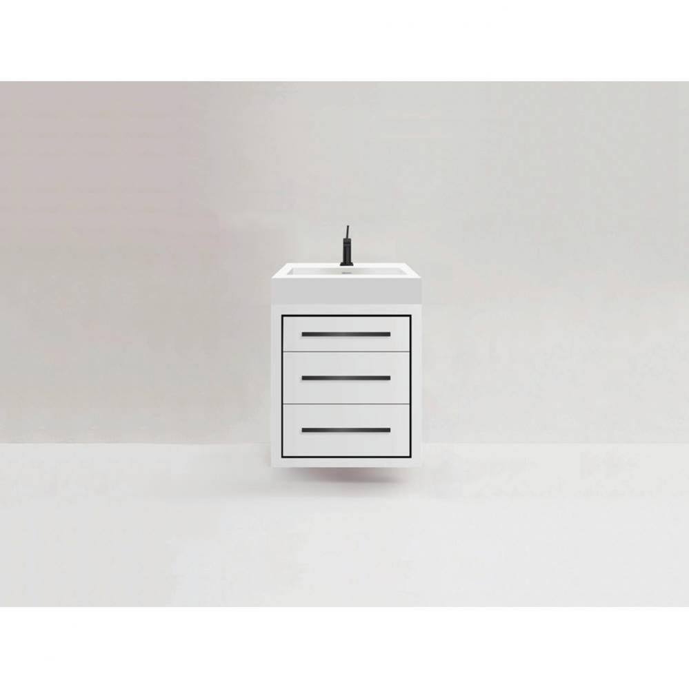 Madeli Villa 24'' Wall hung  Vanity Cabinet in Matte White/HW: Polished Chrome(PC)