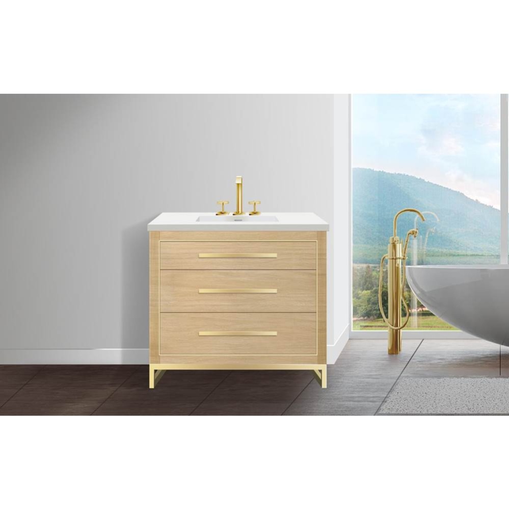 Estate 42'' Free Standing Vanity Cabinet in Natural Oak/HW: No handles - Feet in  Polish