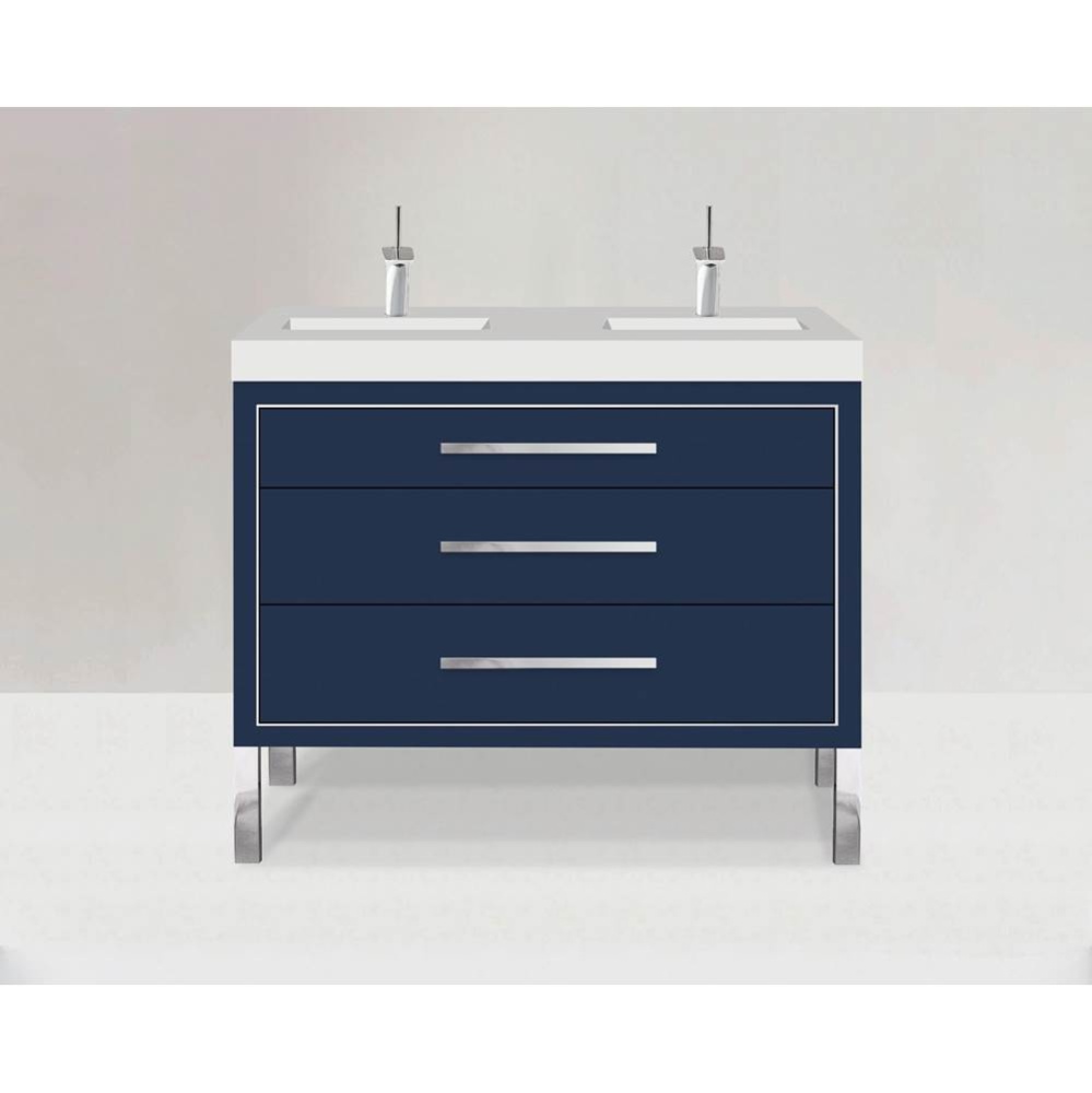 Estate 48D'' Free Standing Vanity Cabinet in Sapphire/HW: No handles - Feet in  Polished