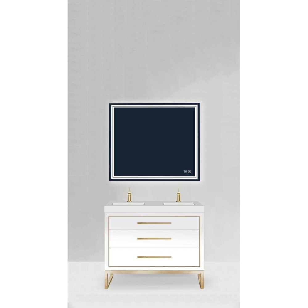 Estate 48D'' Free Standing Vanity Cabinet in White/HW: No handles - Feet in  Polished Ch