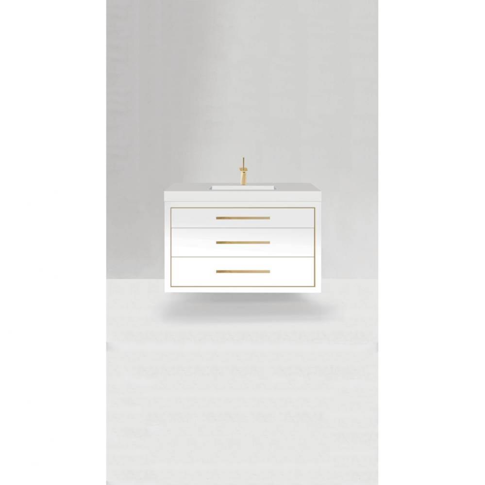 Madeli Villa 48C'' Wall hung  Vanity Cabinet in Matte White/HW: Polished Chrome(PC)