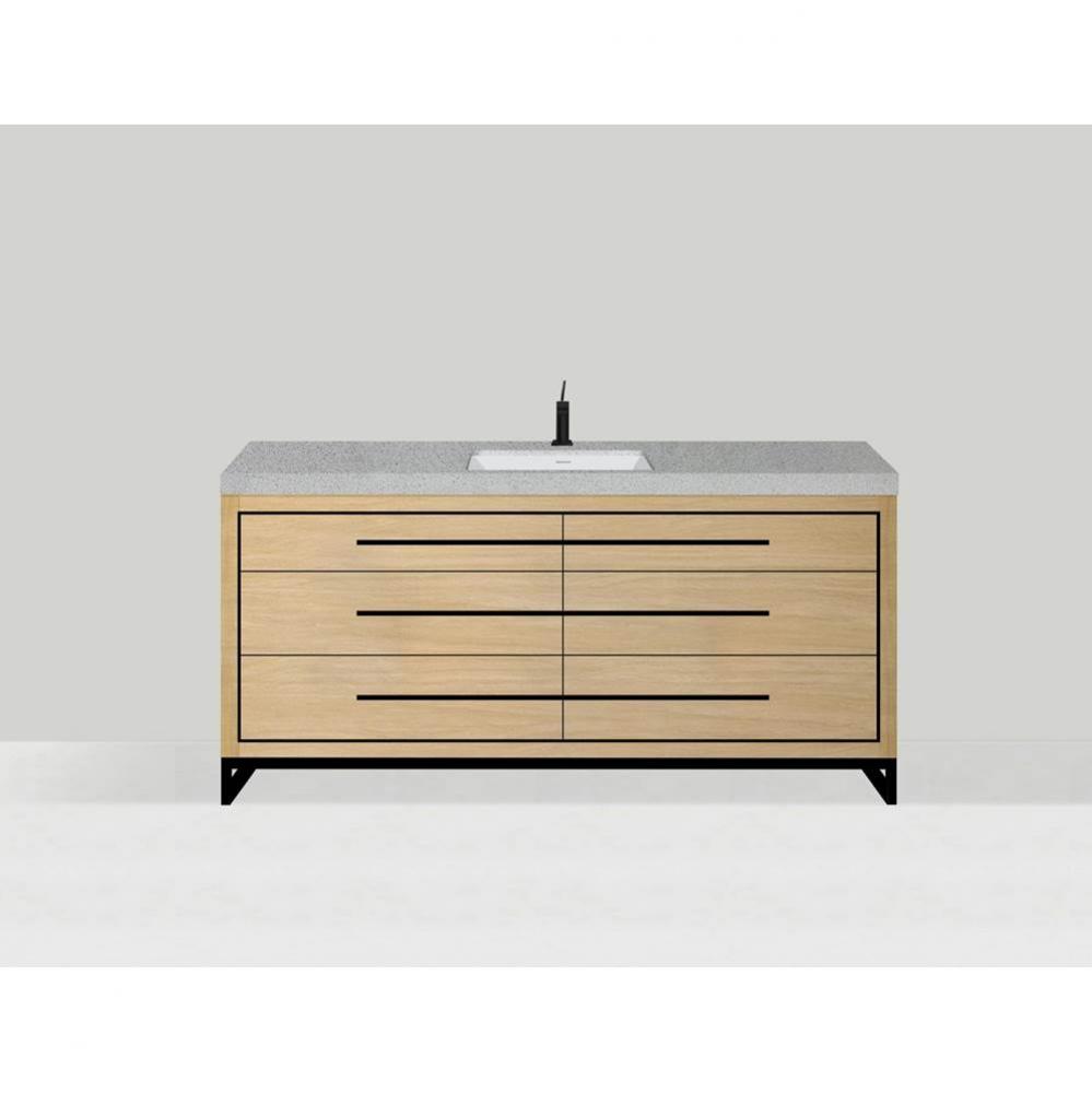 Estate 60C'' Free Standing Vanity Cabinet in Natural Oak/HW: Polished Chrome(PC)