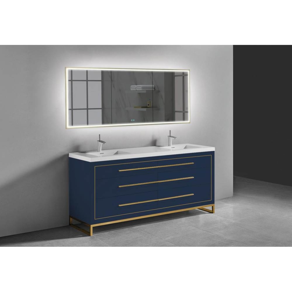 Estate 60D'' Free Standing Vanity Cabinet in Sapphire/HW: No handles - Feet in  Polished
