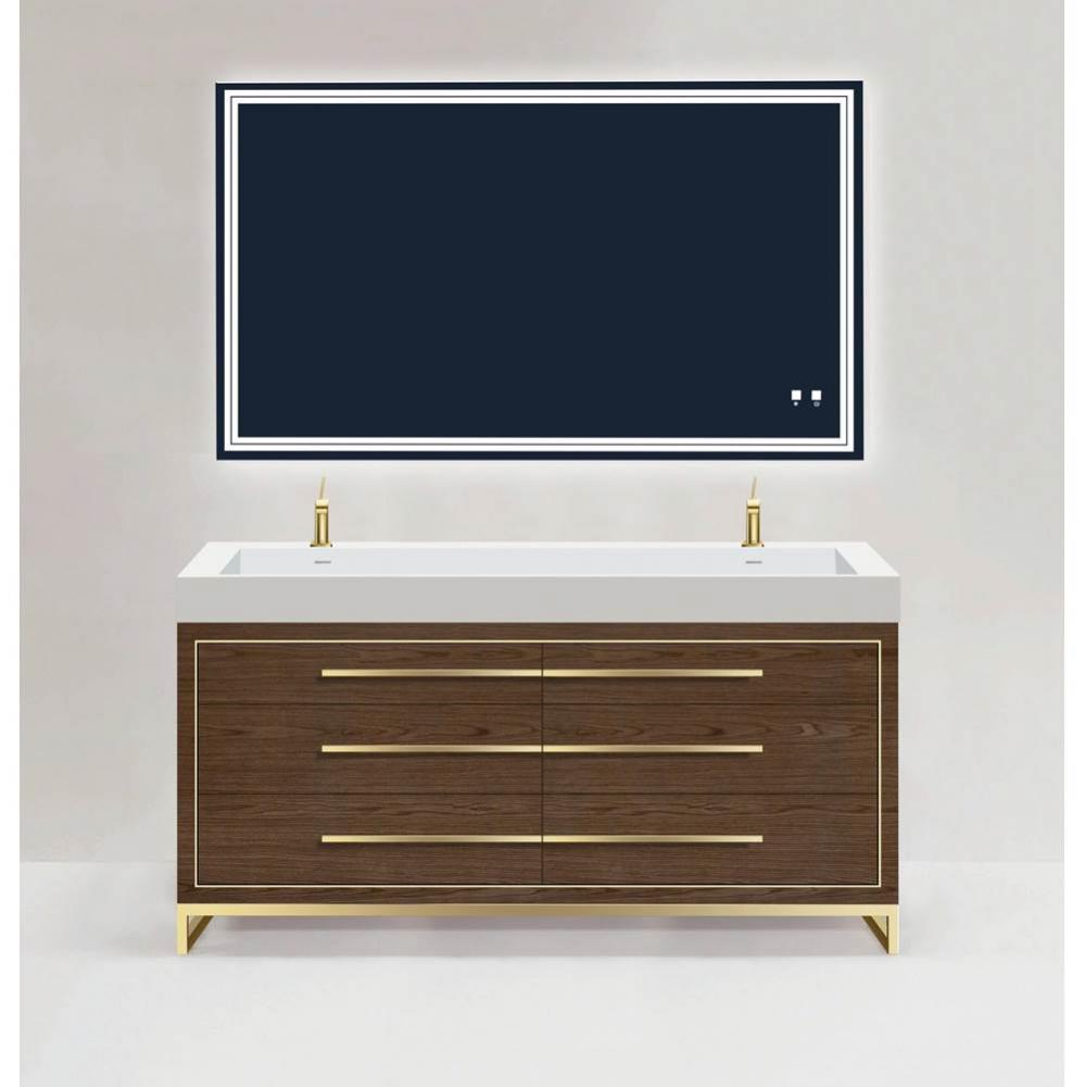 Estate 60D'' Free Standing Vanity Cabinet in Brandy/HW: Polished Chrome(PC)